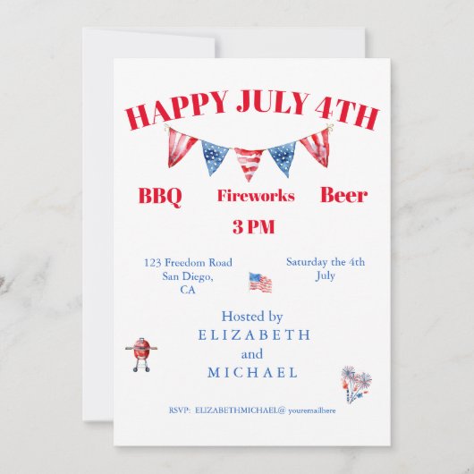 7月4日赤白青星BBQ 招待状 (正面)