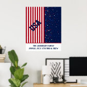 7月4日赤白青独立記念日 ポスター (ホームオフィス)