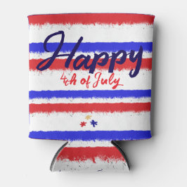 7月4日赤白青絵を描ストライプ 缶クーラー