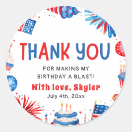 7月4日赤白青誕生日ありがとう ラウンドシール