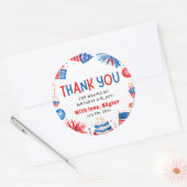 7月4日赤白青誕生日ありがとう ラウンドシール (封筒)