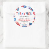 7月4日赤白青誕生日ありがとう ラウンドシール (バッグ)