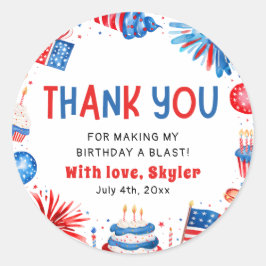 7月4日赤白青誕生日ありがとう ラウンドシール