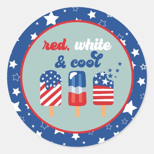 7月4日赤白青誕生日 ラウンドシール (正面)