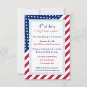 7月4日赤白青BBQパーティースターストライプズ 招待状 (正面)