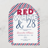 7月4日赤白青BBQピクニックバースデーパーティー 招待状 (正面/裏面)