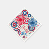 7月4日赤白・青愛国心 |休日 スタンダードカクテルナプキン (角)