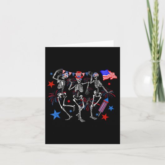 7月4日踊りスケルトンUsa Flag Fireworks P カード (正面)