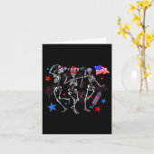 7月4日踊りスケルトンUsa Flag Fireworks P カード (黄色い花)
