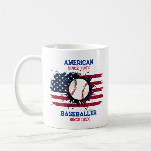 7月4日野球アメリカ独立記念日ギフト コーヒーマグカップ (左)