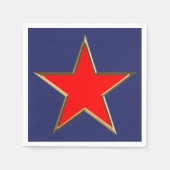 7月4日金ゴールド赤白青スター愛国心 スタンダードカクテルナプキン (正面)