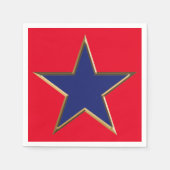 7月4日金ゴールド赤白青愛国星 スタンダードカクテルナプキン (正面)