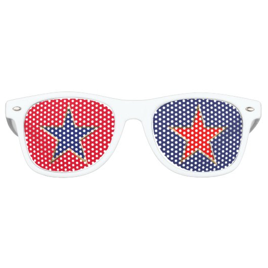 7月4日金ゴールド赤白青愛国的な星 レトロサングラス (正面)