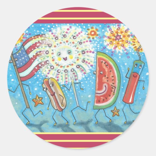 7月4日集団&花火スタンプ*シート ラウンドシール (正面)