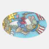 7月4日魚とヒトデのシール楕円形*シート 楕円形シール (正面)