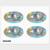 7月4日魚とヒトデのシール楕円形*シート 楕円形シール (シート)