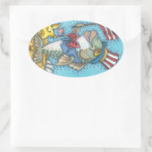 7月4日魚とヒトデのシール楕円形*シート 楕円形シール (バッグ)