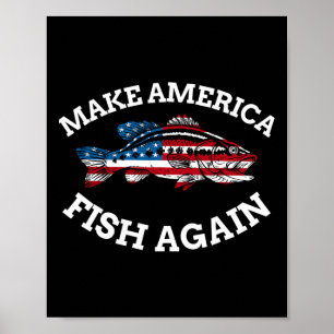 7月4日魚釣りアメリカ国旗がアメリカ合衆国を作る ポスター