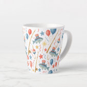 7月4日魚釣り愛好家のための独立記念日パーティー カフェラテマグ (右アングル)