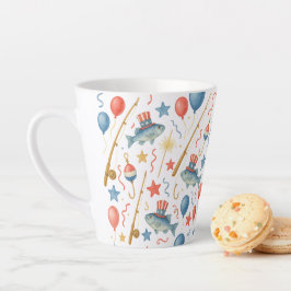 7月4日魚釣り愛好家のための独立記念日パーティー カフェラテマグ