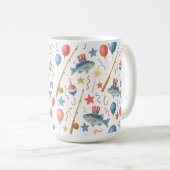 7月4日魚釣り愛好家のための独立記念日パーティー コーヒーマグカップ (正面右)