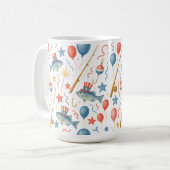 7月4日魚釣り愛好家のための独立記念日パーティー コーヒーマグカップ (正面左)