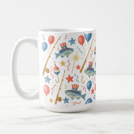 7月4日魚釣り愛好家のための独立記念日パーティー コーヒーマグカップ