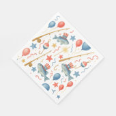 7月4日魚釣り愛好家のための独立記念日パーティー スタンダードランチョンナプキン (角)