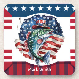 7月4日魚釣り愛好家のための独立記念日 コースター
