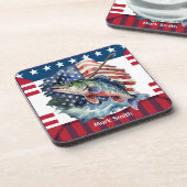 7月4日魚釣り愛好家のための独立記念日 コースター (左側)