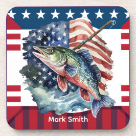 7月4日魚釣り愛好家のための独立記念日 コースター