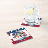 7月4日魚釣り愛好家のための独立記念日 スクエアペーパーコースター (インサイチュ)