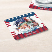 7月4日魚釣り愛好家のための独立記念日 スクエアペーパーコースター (アングル)