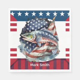 7月4日魚釣り愛好家のための独立記念日 スタンダードランチョンナプキン
