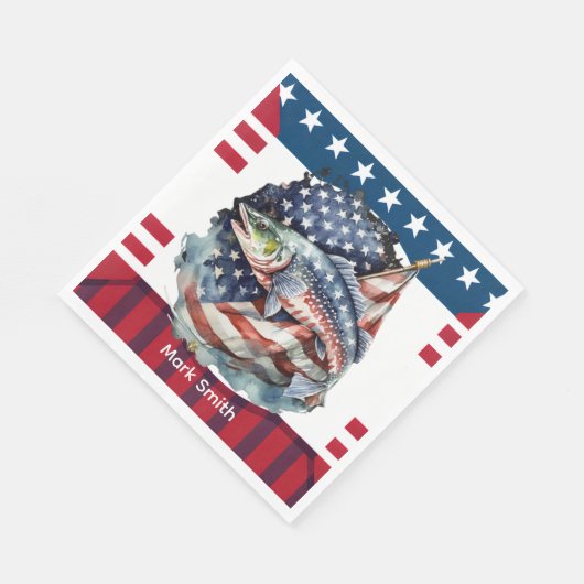 7月4日魚釣り愛好家のための独立記念日 スタンダードランチョンナプキン (角)