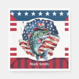 7月4日魚釣り愛好家のための独立記念日 スタンダードランチョンナプキン