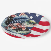 7月4日魚釣り愛好家のための独立記念日 ペーパープレート (アングル)
