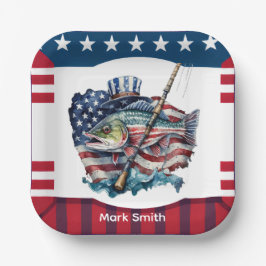 7月4日魚釣り愛好家のための独立記念日 ペーパープレート