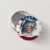 7月4日魚釣り愛好家のための独立記念日 缶バッジ (正面&裏面)