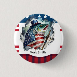 7月4日魚釣り愛好家のための独立記念日 缶バッジ