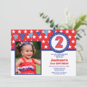 7月4日2歳の誕生日パーティー招待状 招待状 (スタンド正面)