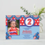 7月4日2歳の誕生日パーティー招待状 招待状 (スタンド正面)