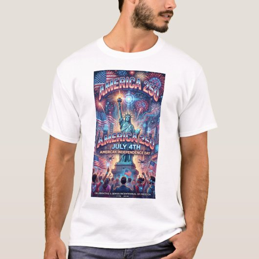 7月4日250周年独立記念日モダン Tシャツ (正面)