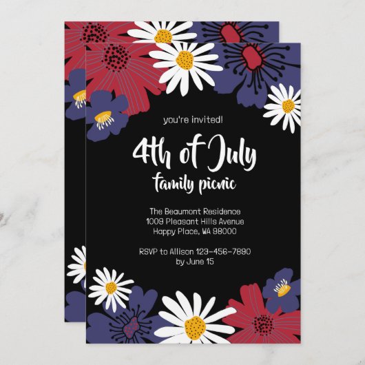 7月4日4thフローラファミリーピクニック招待状 招待状 (正面/裏面)