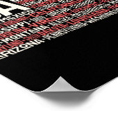 7月4日7月米国国旗アメリカの州のマップ名 ポスター (角)