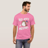 7月4日、かわいいネコのアメリカ国旗 Tシャツ (正面フル)