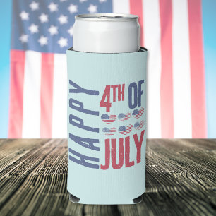 7月4日 かわいい 愛国的 USA アメリカ国旗 スリム缶クーラー