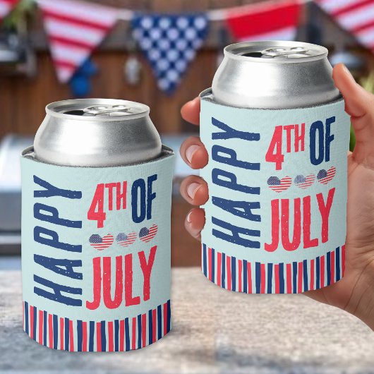 7月4日 かわいい 愛国 アメリカ国旗 缶クーラー