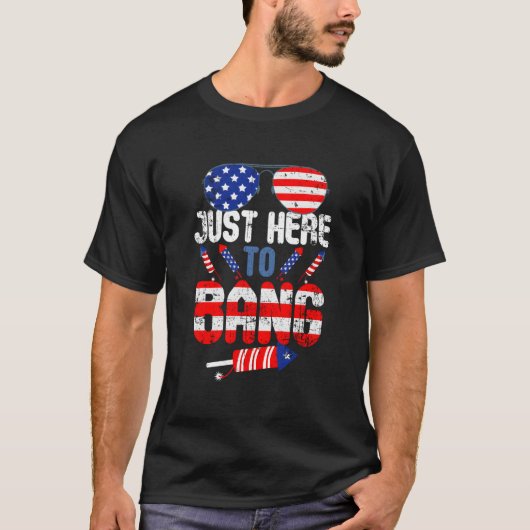 7月4日 ここにいるよ USAフラグサングラス Tシャツ (正面)