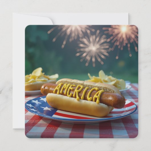 7月4日 アメリカのホットドッグ 招待状 (正面)